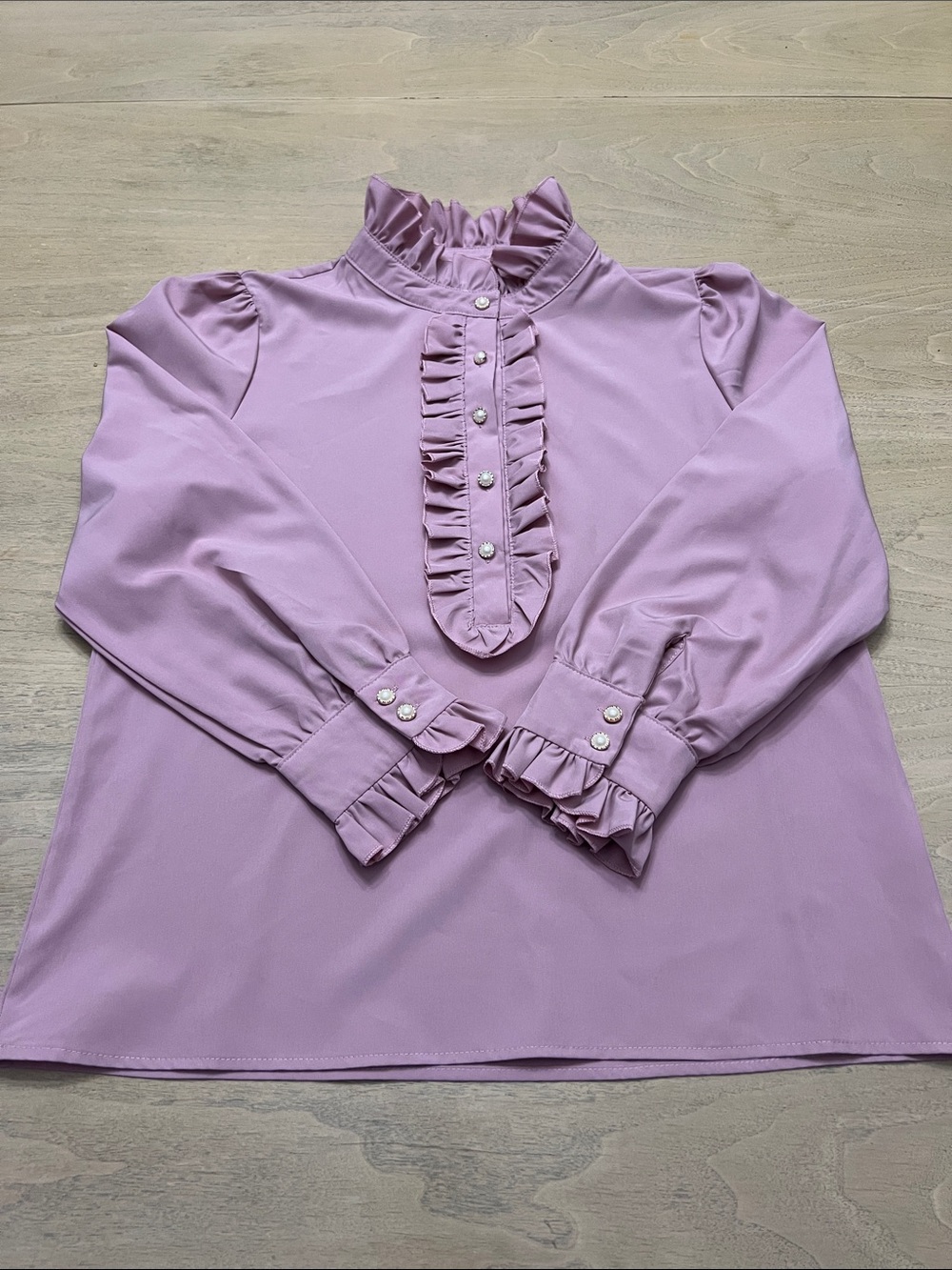 Women's Lavender Ruffle-Trim Blouse